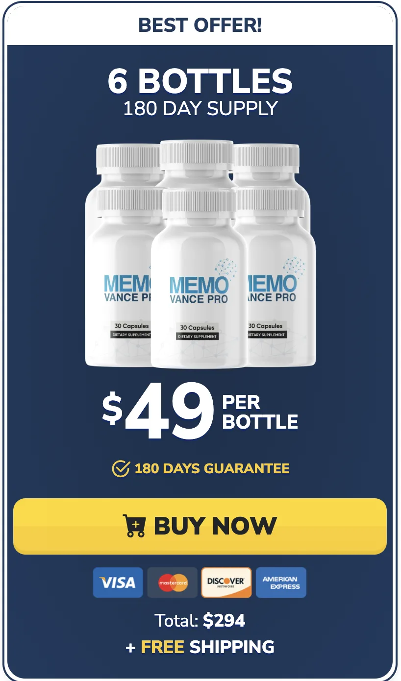 Buy Memovance PRO 6 bottles — 180 day supply best value cognitive wellness supplement